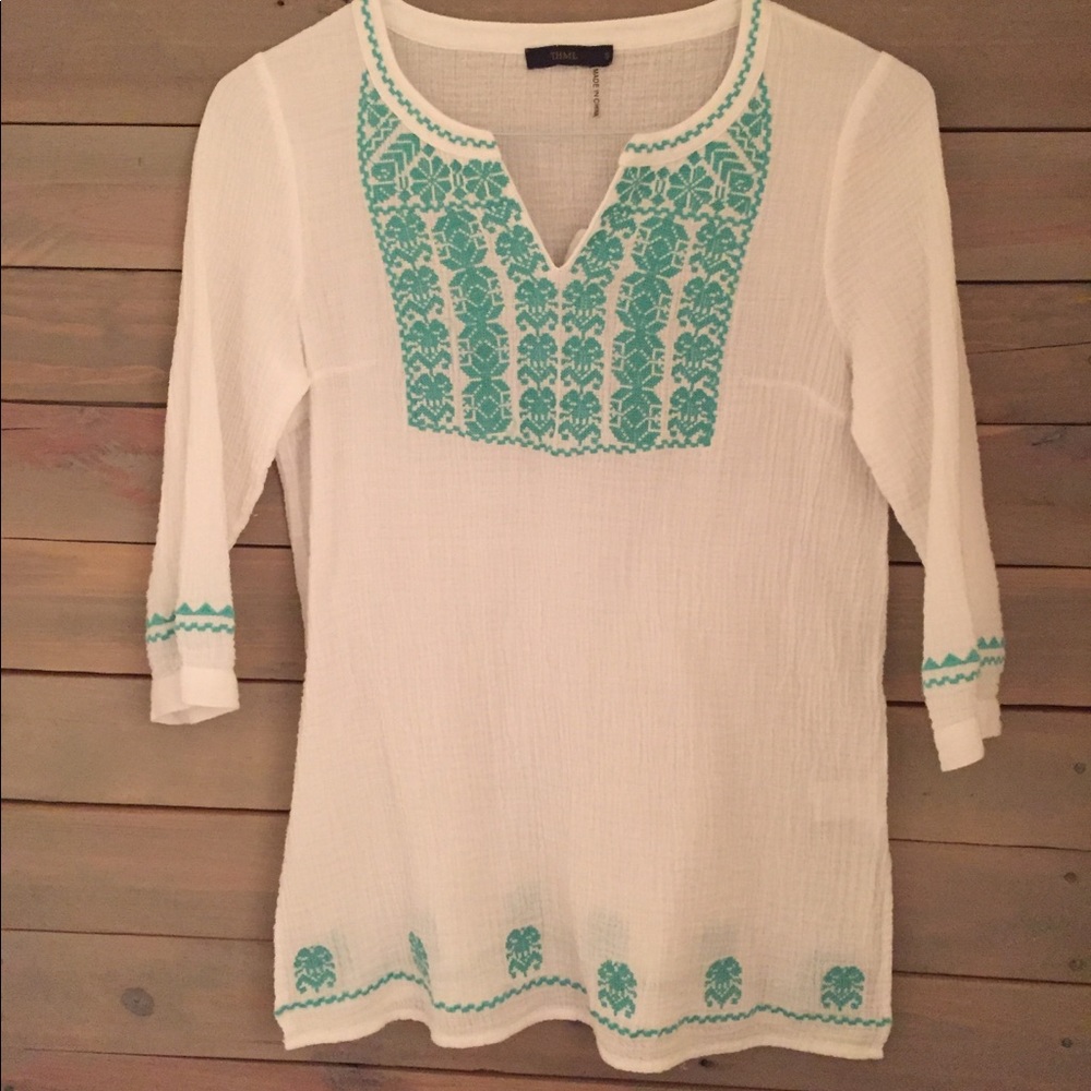 THML Embroidered Tunic Resort Vacation Beach Cover up Women’s Small